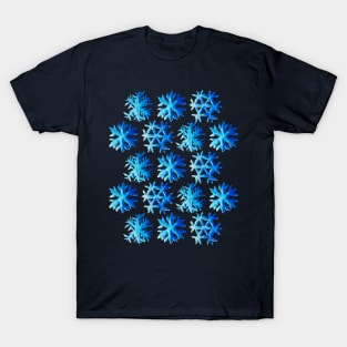 Blue Watercolor Snowflake Pattern T-Shirt